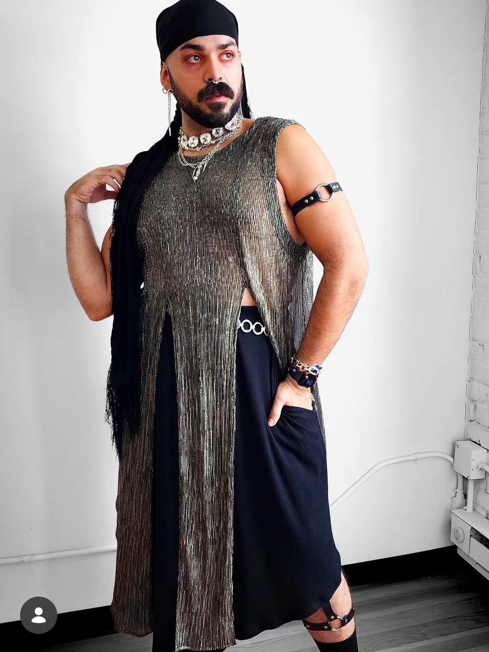 Sheer Black and Gold Metallic Shimmer Tunic